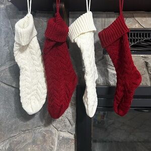 Set of 4 Cable Knit Christmas Stockings